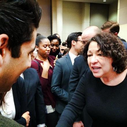 Me meeting U.S. Supreme Court Justice Sonia Sotomayor, during a moot court argument at the George Washington University Law School (winter 2014)