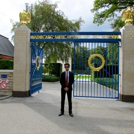 Myself at the entrance of the Luxembourg American Cemetery (fall 2014)